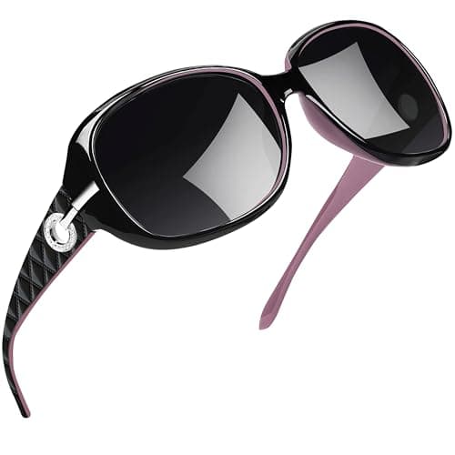 Image of Joopin Oversized Polarised Sunglasses for Women, UV400 Protection Large Frame Vintage Fashion Ladies Sunglasses (Black Purple)
