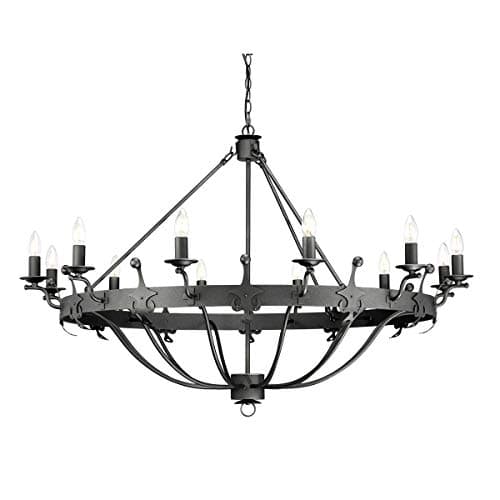 Image of 12 Bulb Chandelier Hanging Pendant Light - Graphite Finish - LED E14 60W Bulb