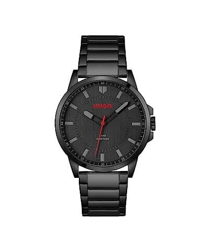Image of HUGO Analogue Quartz Watch for Men #First Collection with Black Stainless Steel Bracelet - 1530187
