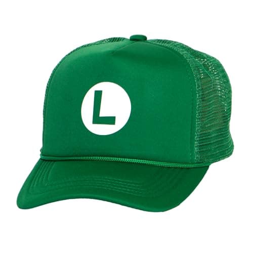 Image of TOP HEADWEAR Adult Mario Hat Trucker Cosplay Costume Plummer Bros Cap, Green L