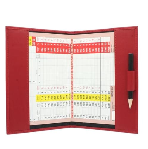 Image of Large Leather Golf Scorecard Holder - for UK, Ireland & European scorecards 2314 Poppy