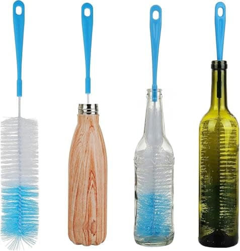 Image of ALINK 17in Extra Long Bottle Cleaning Brush Cleaner for Washing Narrow Neck Beer/Wine/Thermos, Brewing Bottles, Hummingbird Feeder