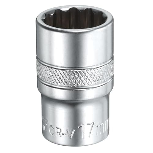 Image of Youzzei 17mm 1/2 Inch Square Drive Socket, 12 Point Metric Socket, Polishing Chrom Vanadium Alloy Steel 17mm Sockets 1/2" Drive for Car Repair Mechanical Maintenance Home Use