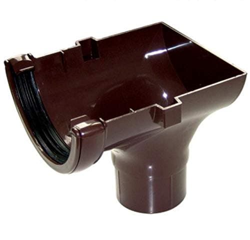 Image of FLOPLAST 112mm Half Round Gutter Stop End Outlet - Brown - Pack of 2