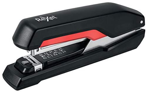 Image of Rexel Supreme S17 Full Strip Stapler, 30 Sheet Capacity, Flat Clinch Stapling, Uses 24/6 and 26/6 Staples, Metal Body, Black/Red, 2115674