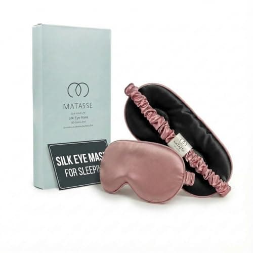 Image of MATASSE 100% Mulberry Silk Sleep Mask 22 Momme Grade 6A 3D Contoured Eye Mask for Sleeping, 14mm Deep Eye Cups, Total Blackout Blindfold for Women Men, Adjustable Strap, Side Sleeper (Pink/Black)