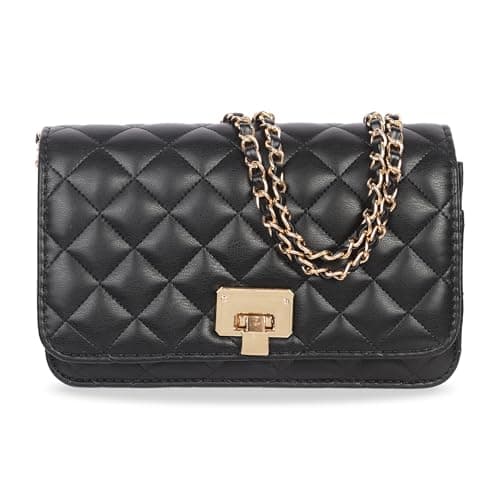Image of Jiusely Ladies Crossbody Bags Quilted Designer Handbags, White Evening Clutch Small Flap Shoulder Bag with Chain Strap PU Leather Phone Bags for Daily Life Banquet Walk Holiday Night Out Shopping