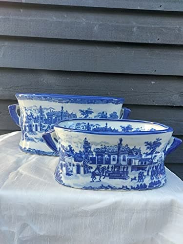 Image of Retro Collections Set of 2 Castle Design Footbath/Garden Planters: Floral Crocus Patio Indoor