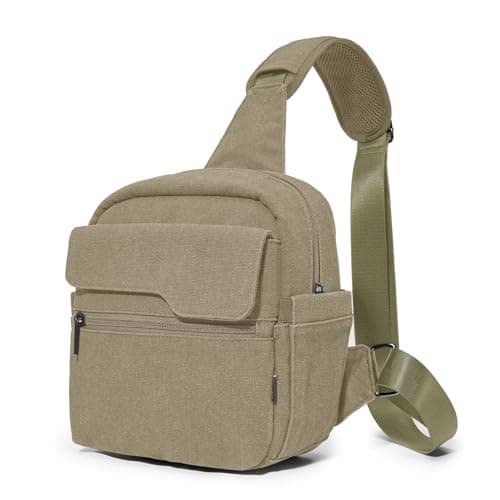 Image of Cwatcun Small Canvas DSLR Sling Camera Bag - Water Resistant, Lightweight, Compatible with Nikon & Sony