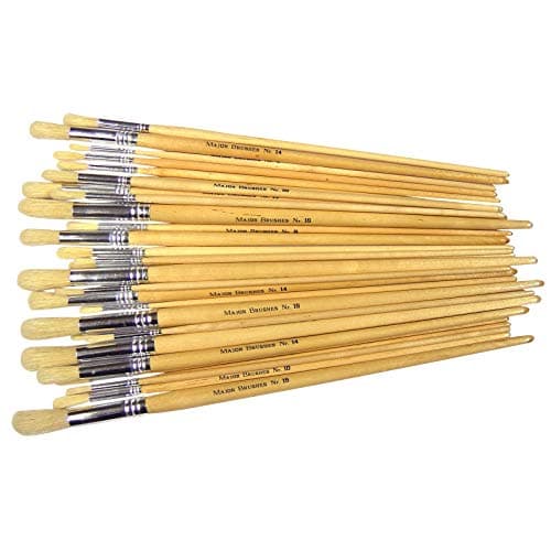 Image of Major Brushes Assorted Hog Bristle Long Round Brushes Pack of 60