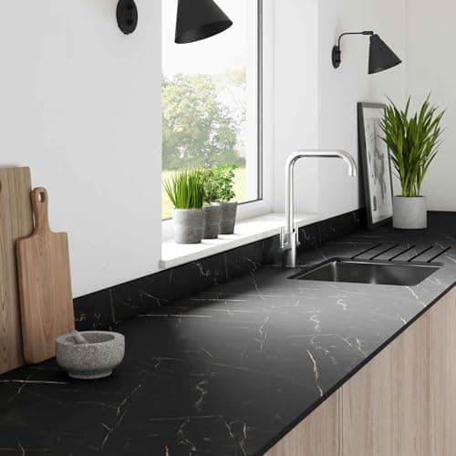 Image of Bushboard Zenith Don Tello Marble Kitchen Worktop – Premium Compact Laminate Surface, Ultra-Slim, Durable, Marble Effect Finish, Easy Clean & Moisture Resistant (3000mm × 650mm × 12.5mm)