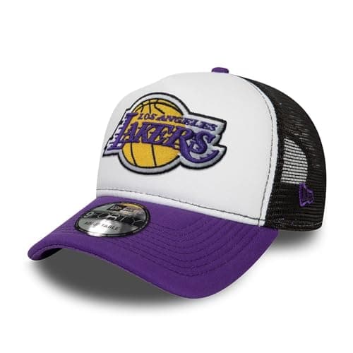Image of New Era Basketball Fan Cap Los Angeles Lakers Purple White A-Frame Curved Visor Adjustable