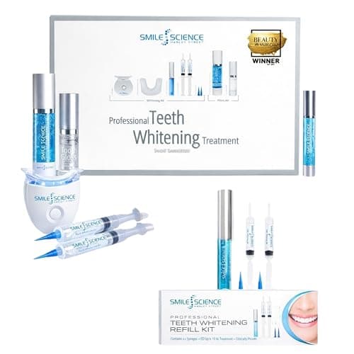 Image of Smile Science Complete Starter System - Professional LED Teeth Whitening Kit & Refill Gel for Sensitive Teeth - Zero Pain, Award-Winning with Aftercare - Vegan - Dentist Formulated (Bundle)