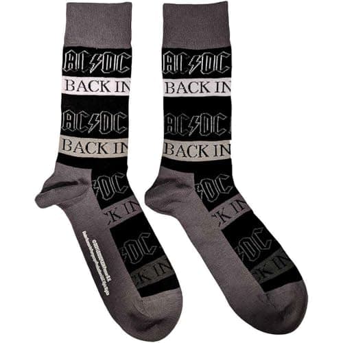 Image of AC/DC Socks Back In Black Band Logo Official Mens Black (UK Size 7-11) One Size