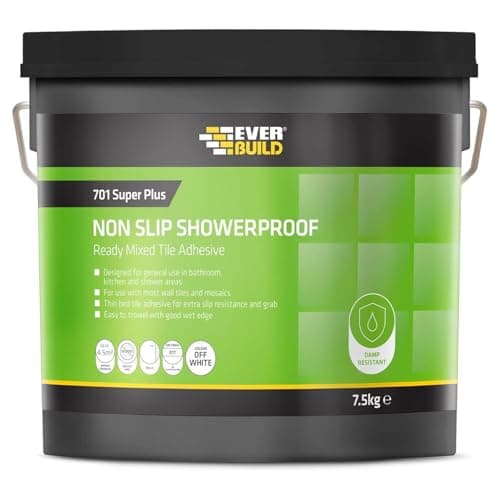 Image of Everbuild 701 Non Slip Tile Adhesive – Ready Mixed – Acrylic Based – Easy To Apply – High Strength – White – 7.5kg
