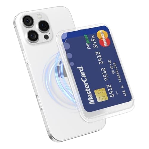 Image of oakxco Magnetic Phone Pocket Stick On, Matte Secure Phone Card Holder Plastic Compatible with Magsafe, Slim Thin Adhesive Card Holder Sleeve ID Credit Card, Compatible with iPhone Samsung, Clear