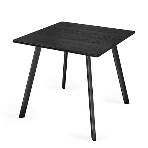 Image of URBNLIVING 4-Seater Square Table 80x80cm, Wood Finish Top, Metal Legs, 75cm Height, Compact Modern Dining Furniture for Kitchen or Small Spaces