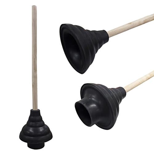 Image of HAUTMEC Rubber Toilet Plunger for Bathroom Sink Plunger Toilet Unblocker with 150mm (Dia) Plungers and 450mm Wood Handle for ​Bathroom Sink Drain Kitchen