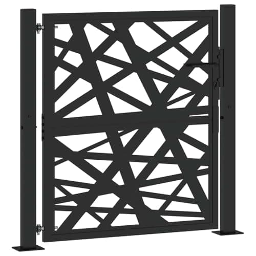 Image of vidaXL garden gate 105x105 cm steel black weathering durable outdoor entry fence patio lockable design