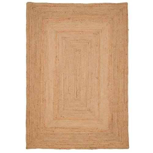 Image of Jute Rug Natural Beige Rustic Golden Rectangular Scandi Bohemian Rug Eco-Friendly Durable Wooden Handwoven Rugs for Living Room, Dining Room Mat, Entrances Regular 160cm x 230cm