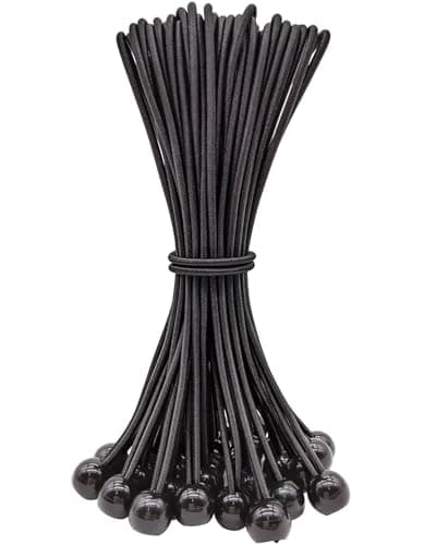 Image of WMZOBH Tarpaulin Bungee Balls 10 Inch, 25 Pcs Bungee Cord with Balls Waterproof, Small Bungee Cords Heavy Duty, Short, Elastic, Tie-Down, Adjustable Flag Bungees (Black)