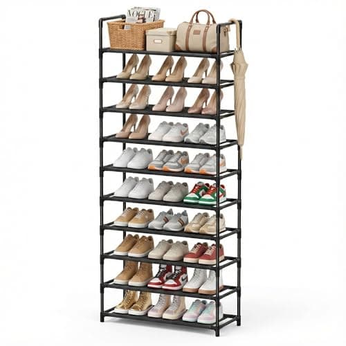 Image of SPUSEN Shoe Rack, 10 Tier Shoe Storage Organizer Fit 30-35 Pairs Shoes,Metal Tall Shoe Shelf for Closet,Entryway,Garage,Bedroom,Cloakroom