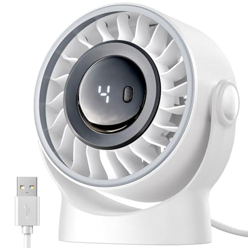 Image of SWEETFULL USB Desk Fan, 4 Speeds Powerful Portable Table & Personal Electric Cooling Fan, 360° Rotatable with Detachable Rear Cover, Quiet Silent Operation for Office, Bedroom, Home (White)