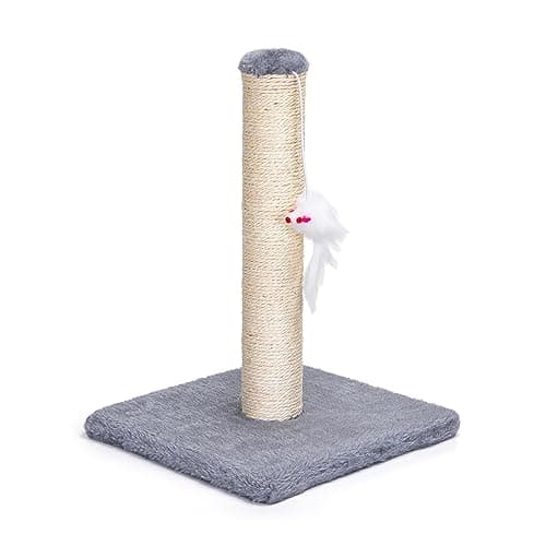 Image of Nobleza - Cat Scratching Post Small Cat Activity Center Kitty Climbing Tree with sisal Kitten Play Tower with Hanging Toys, Grey, 25 * 25 * 35cm