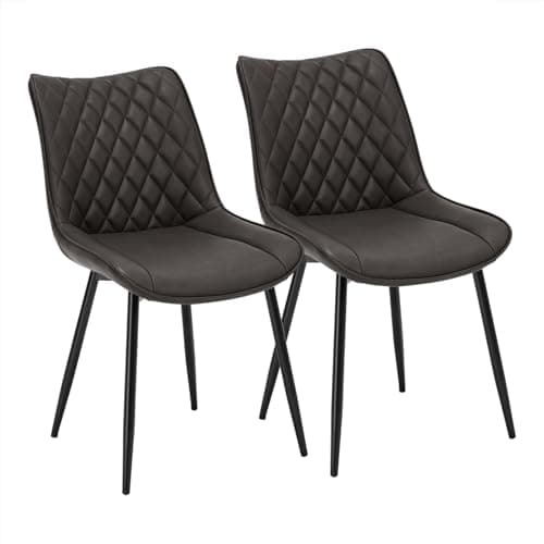 Image of WOLTU Dining Chairs Set of 2, Accent Chairs for Kitchen/Bedroom/Reception Room/Balcony, Leatherette, Anthracite, with Backrest and Padded Seat