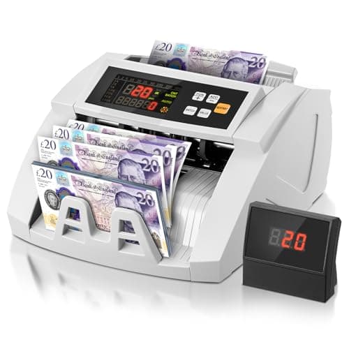 Image of FOHERE Money Counter Machine, Professional Bill Counter with UV/IR/DD Counterfeit Detection, 1100 Banknotes/Minute, LCD Display, Value & Batch Cash Counting Modes for Shops, Banks and Restaurants