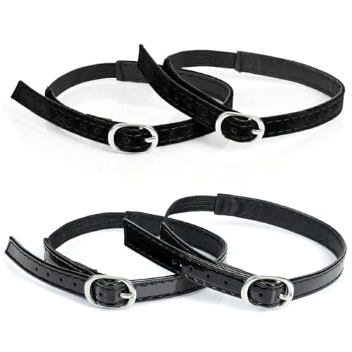 Image of KALIONE Shoe Straps for Heels, 2 Pair Anti-Loose Shoe Strap Adjustable PU Leather Shoes Belt Band Detachable Ankle Straps Replacement for Women Girls Holding Loose High Heels, Black