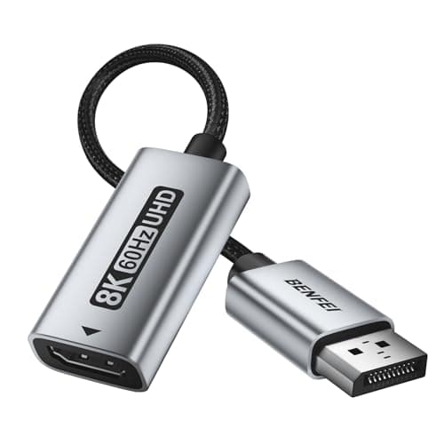 Image of BENFEI DisplayPort 1.4 to HDMI 2.1 Adapter 8K@60Hz/4K@240Hz/1080P@480Hz, Unidirectional DP Computer to HDMI Monitor, High-Spec Aluminum Converter for Gaming Monitor, TV, AMD, NVIDIA