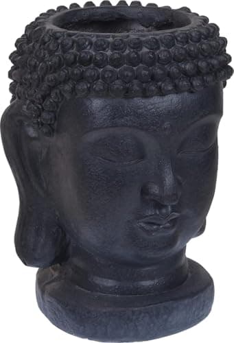 Image of Buddha Head Plant Pot Indoor Home Outdoor Garden Decorative Flower Planter with Serne Zen Design