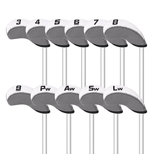 Image of 11pcs/Set Neoprene Iron Headcover Set with Large No. for All Brands Callaway,Ping,Taylormade,Cobra Etc. (Grey & White)