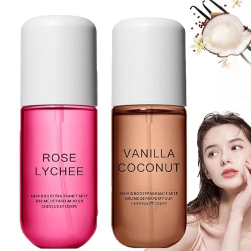 Image of Vanilla Coconut Perfume - Coconut Vanilla Perfume,Vanilla Coconut Hair and Body Perfume Spray,Vanilla Skin Perfume,Body & Hair Fragrance Mist,Vanilla Skin Full Size Body Mist (Set B)