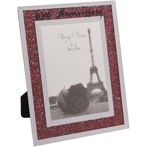 Image of 40th Wedding Anniversary Photo Frame Ruby Mirror Glass Crystal Red Diamante Gift