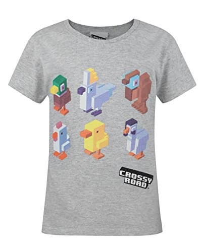 Image of Crossy Road Characters Girl's T-Shirt (12-13 Years) Grey