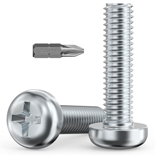 Image of Valorada 20Pcs M4 Screws, M4 x 16mm Pan Head Machine Screws, Phillips Drive, Fully Threaded, Zinc Steel, Bright Finish with Bit