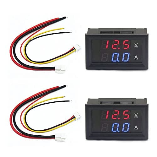 Image of VooGenzek 2 PCS 0.28" LED Voltmeter Ammeter, Red and Blue Detector Voltage Current Meter Panel Amp Volt Gauge, DC 0-100V 10A for 12V / 24V Multimeter Amperage Meter Volt Amp Gauge Panel