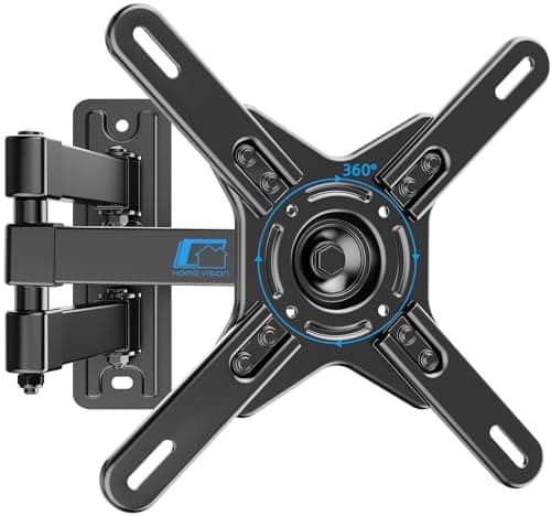 Image of HOME VISION Full Motion TV Wall Mount Bracket for 17-42 Inch Flat/Curved TVs, 360° Rotation, Swivel Tilt, 20kg/45lbs Capacity, Max VESA 200x200mm, Fits Most 22 24 26 27 32 34 40+ Inch Monitor, HV3201