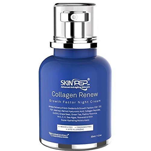 Image of Collagen Renew - Growth Factor Night Cream Encapsulated Growth Factors (EGF, FGF, TGF) + Moisturisers + Retinol + Hyaluronic Acid + Anti oxidants - Korean Inspired Glass Skin By SkinPep (30ml)