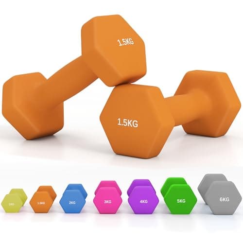 Image of SPORTNOW Set of 2 Hex Dumbbells, Neoprene Weights Pair with Non-Slip Grip, Home Gym Fitness Training Equipment, 2 x 1.5kg, Orange