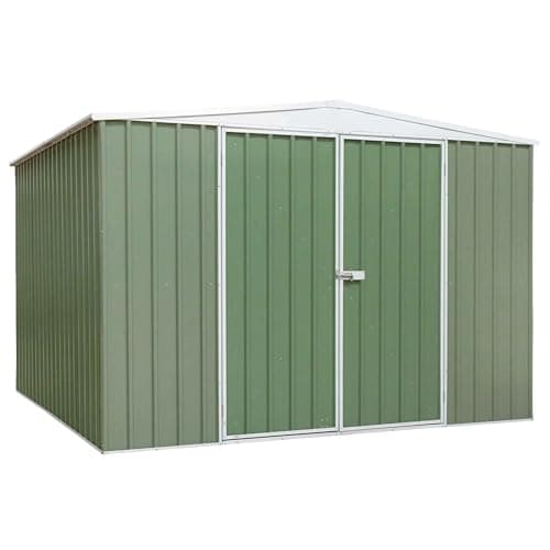 Image of Dellonda Galvanised Steel Metal Garden/Outdoor/Storage Shed, 10FT x 10FT, Apex Style Roof - Green - DG116