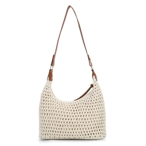 Image of EVEOUT Crochet Crossbody Bag Women Boho Casual Knitted Woven Hobo Shoulder Bag with Dual Straps for Beach Holiday & Summer Daily