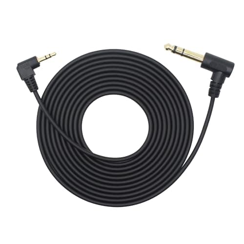 Image of Xilaghy 90 Degree 1/8 to 1/4 Stereo Audio Cable, Right Angle 3.5mm TRS Male to 6.35mm TRS Male Aux Cord for Guitar, Keyboard Piano, Laptop, Speaker and Amplifiers (3m/117in)
