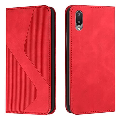 Image of Mo-Somnus Compatible with Samsung Galaxy A02/ M02 Case, Samsung A02/ M02 Case Flip Wallet Leather with Card Holder Folding Stand Magnetic Shockproof Cover for Samsung A02/ M02 Phone Cases (Red)