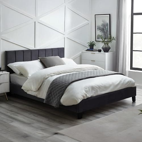 Image of Julian Bowen Rosa Velvet Bed In A Box 135cm - Grey