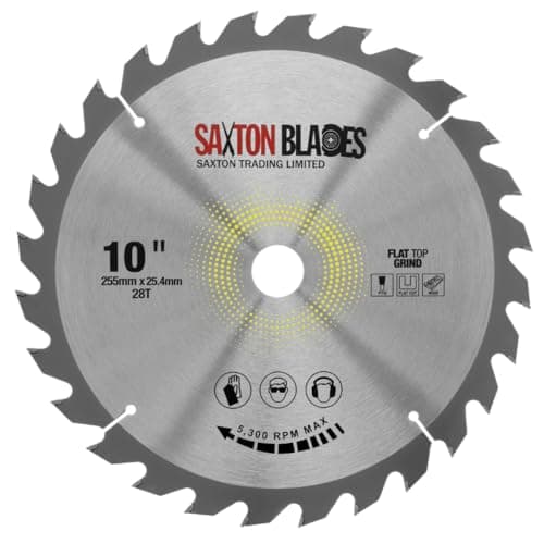 Image of Saxton Flat Top TCT Circular Saw Blade 255mm x 28T x 25.4mm Bore fits Evolution
