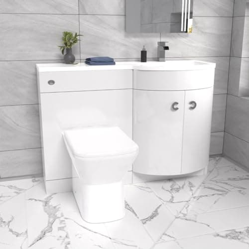 Image of Nes Home 1100mm Right Hand Sink White Combination Vanity Unit with BTW Toilet