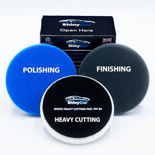 Image of ShinyCar® UK: Premium Foam Polishing Pad Kit - 3x Durable 150mm (6 Inch) Pads for DA & RO Polishers - Heavy Cutting, Polishing & Finishing - Strong Grip Backing for Car Detailing & Paint Correction